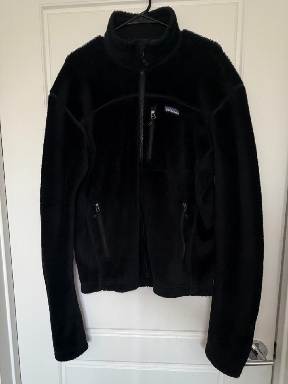 Vtg Patagonia R4 Fleece Jacket Black Mens Large Polartec Windbloc Gray Lining